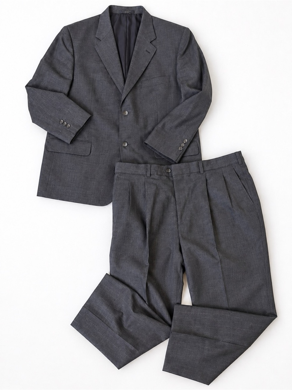 Vintage Ross & Cromarty Men’s 2 Piece Suit 44S W39 Charcoal Gray Wool Blend
